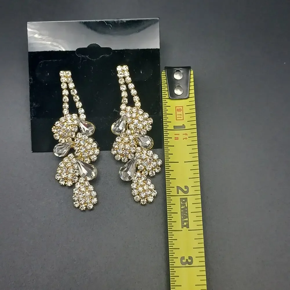 Gold Tone Floral Dangle Earrings